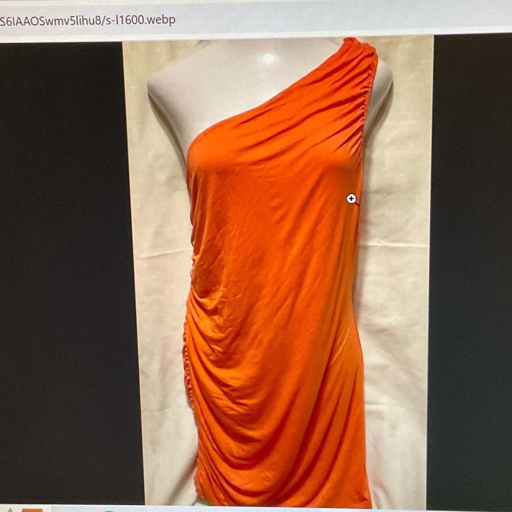 A new day One Shoulder Dress Mini Rushed Soft Stretchy Lined Orange XXL